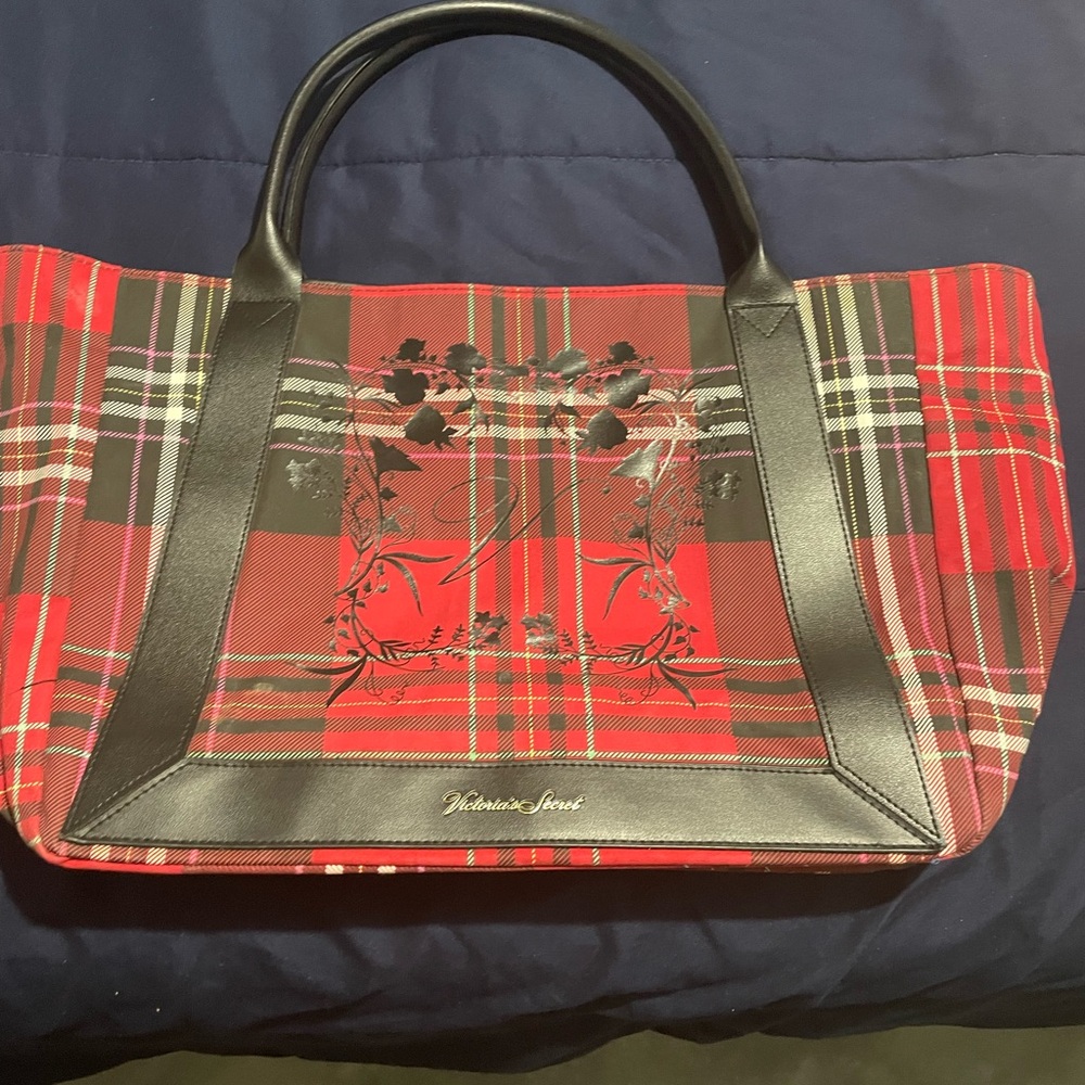 Victoria's Secret Black and Red Plaid Tote